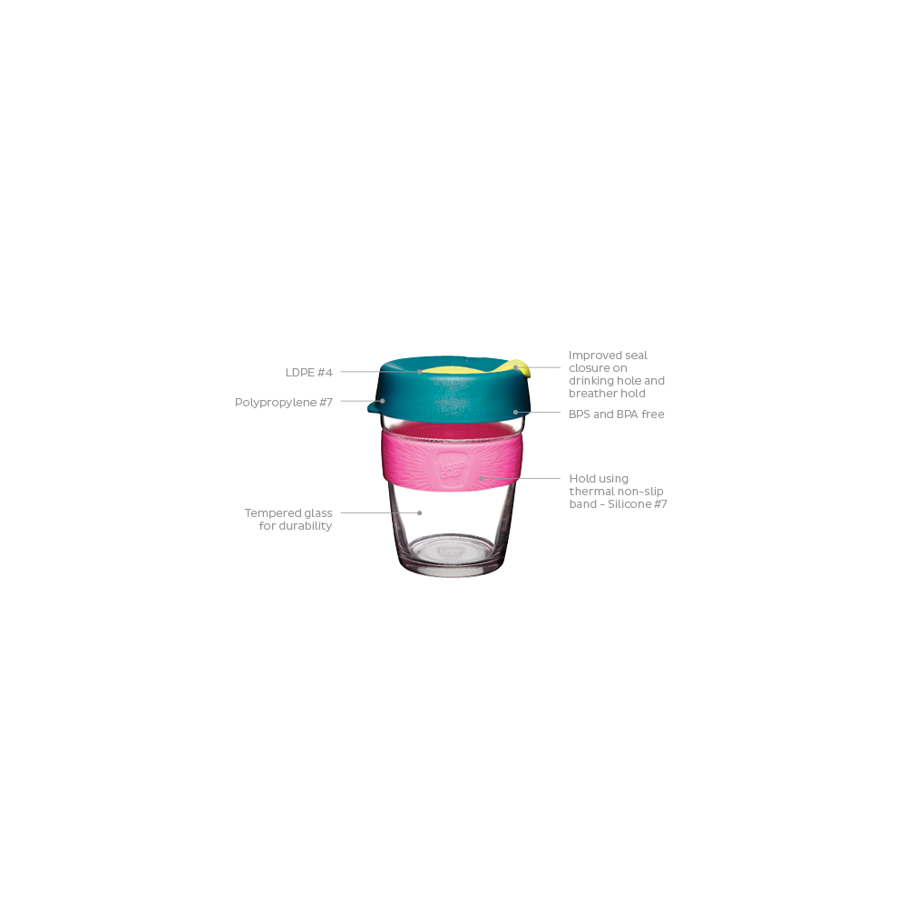 340ml 12oz Milk KeepCup Brew Reusuable Glass Coffee Cup Mug with Silicone Band 